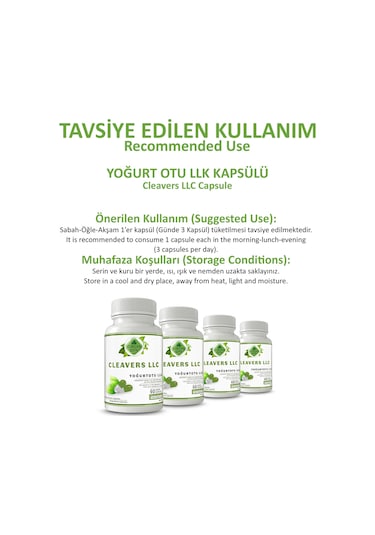 Gökçek Şifa Yoğurt Otu LLK (Cleavers Llc Capsule) 60 Kapsül