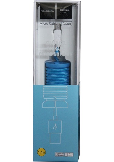 Powerway Micro Usb Hızlı Şarj Kablosu Örgülü 1.1m - Cx09 Mavi