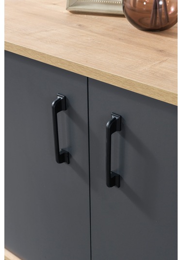 4609 Şile Metal Ayaklı Metal Kulplu 160 Cm Konsol - Yemek Odası Antrasit - Safir Antrasit - Safir