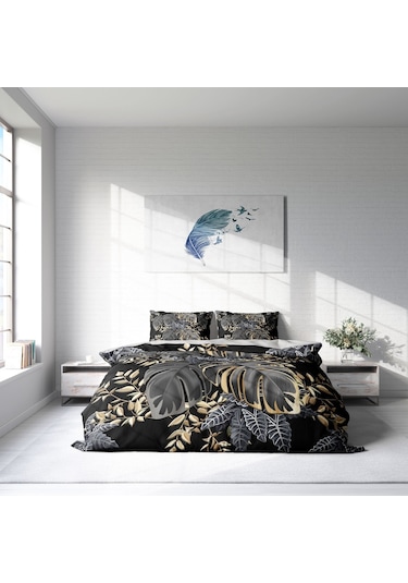 Monohome Leaf 3D Pamuk Saten Çift Kişilik Nevresim Takımı