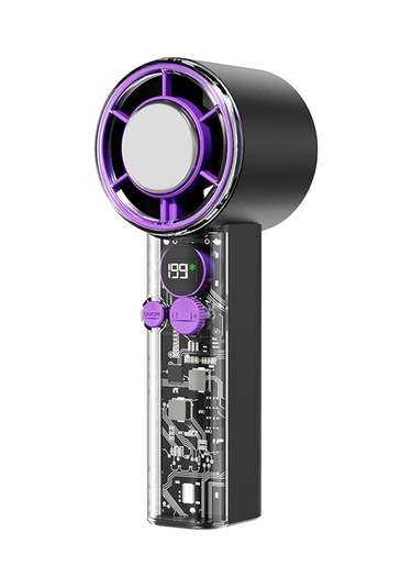 F03 199 Hız Ayarlanabilir 10w Soğuk Kompres Soğutma Fanı Dijital Ekranlı Taşınabilir Turbo El Fanı - Siyah Siyah