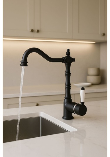 Rudi Armatür Rustik Siyah Modern Eviye Bataryası Siyah