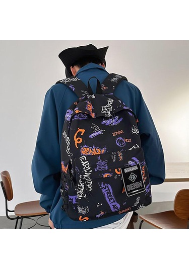 Suntek Graffiti Sırt Çantası Dizüstü Bilgisayar Günlük Siyah