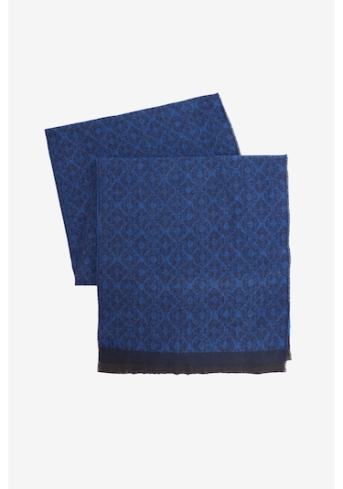 Erkek Lacı Mavı Desenli Standart Fit Atkı Lacı Mavı