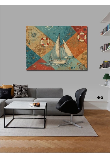 Kanvas Tablo Yelkenli Tekne Ve Desenler