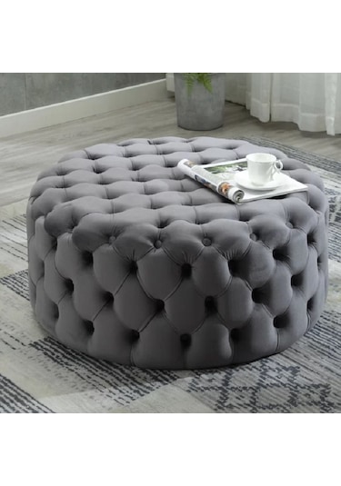 Deccostil Kapitoneli Yuvarlak Kapitoneli Puf/Orta Sehpa