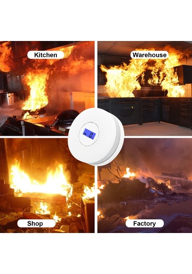 Lemestar Beyaz Ekranlı Kombine Duman Ve Karbon Monoksit Algılayıcı - Pil İle Çalışır, Hassas Tespit, Yüksek Sesli Uyarı, Ev/fabrika/depo Uygun