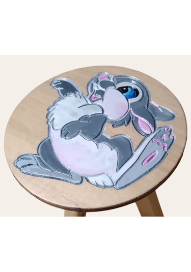 Tavşanım Ahşap El Yapımı Çocuk Taburesi