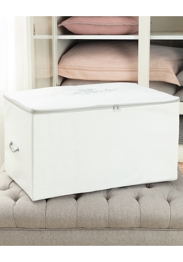 Madame Coco Çiçek Desen Baskılı Hurç - Beyaz / Gri Bhu-1264x41x35cm-beyaz/gri Beyaz - Gri