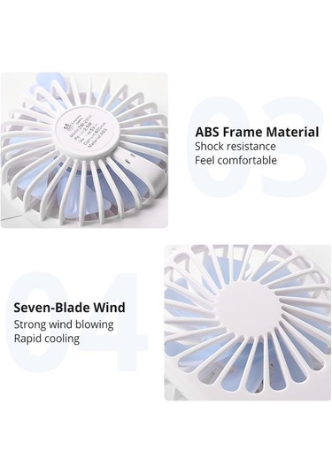 Beyaz Fonken Mini Usb Fan Sevimli Taşınabilir El Fan Hız Ayarlanabilir Hava Soğutucu Açık Seyahat Şarj Edilebilir Fan