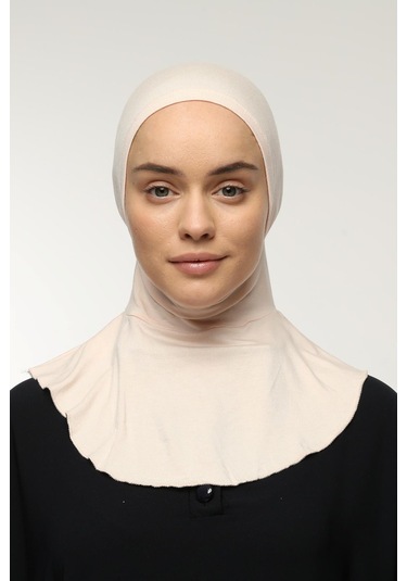 Kadın Tesettür Pratik Boyunluklu Hijab - Sporcu Bone Bej