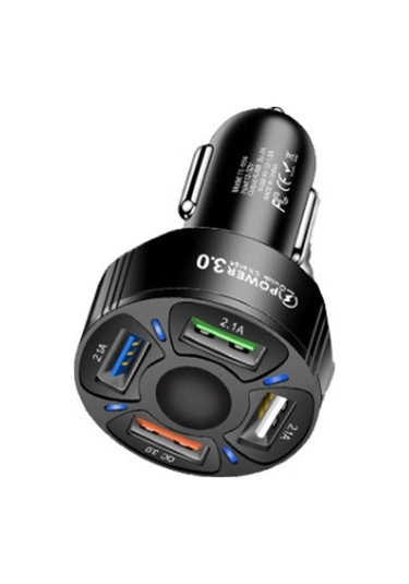 Createtech Usb Te-094 Siyah Şarj Hızlı Fonksiyonlu Fişi Dönüşüm Çok Cihazı Çakmak Arada Araç 4'ü 1 Sz