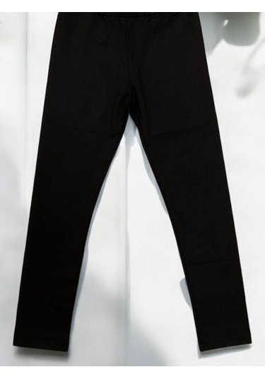 Kız Çocuk Mikro Şardonlu Esnek Tayt-15029 SiYAH