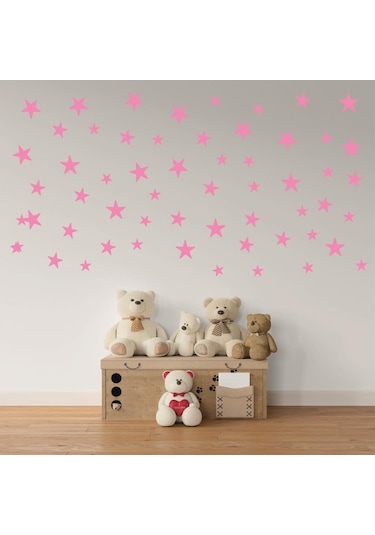Yıldız Duvar Sticker 3-4-5Cm 100 Adet Pembe