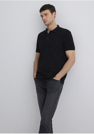 Mavi - Siyah Polo Tişört 064946-21842-Siyah