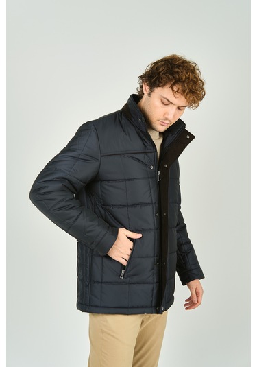 Daynax Erkek İçi Kürklü Dik Yaka Fermuar Ve Çıtçıt Kapamalı Mont Kaban 4000 Lacivert Lacivert