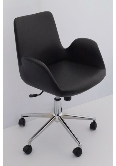 Hava Siyah Deri Ofis Çalışma Koltuğu