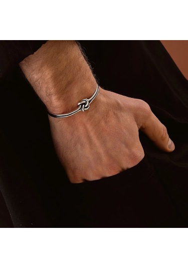 925 Ayar Gümüş Düğüm Model Unısex Kelepçe Bileklik Gümüş