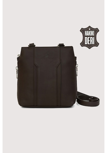 Hakiki Deri Kadın Deri Omuz Çantası Kahverengi Smr562 Kahverengi