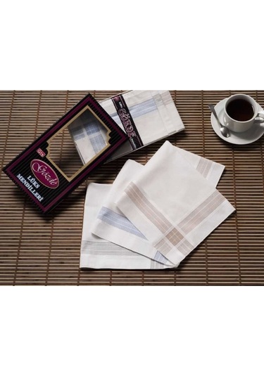 Siyah Kutulu 42x42 Cm Düzine 12 Adet Kumaş Mendil-gm 03 Çok Renkli