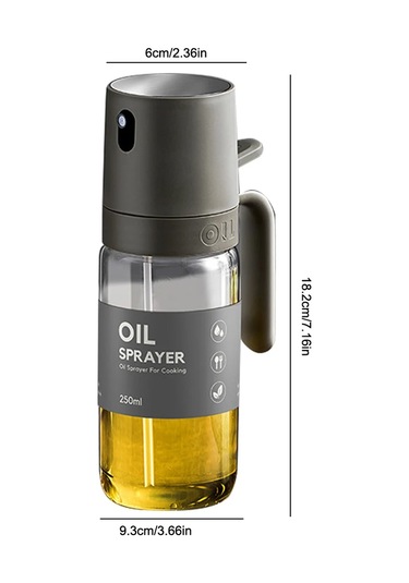 250ml Yağ Püskürtme Şişesi Şişe Uzun Borosilikat Cam Yemeklik Alüminyum Gri