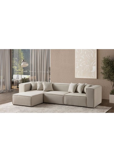 Mira Relax 4 Modül Köşe Koltuk Krem Antrasit