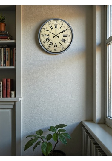 Zentime 36 Cm Gri Dekoratif Duvar Saati çok Renkli