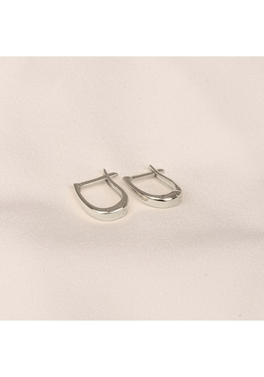 925 Ayar Gümüş Oval Halka Küpe Sarı