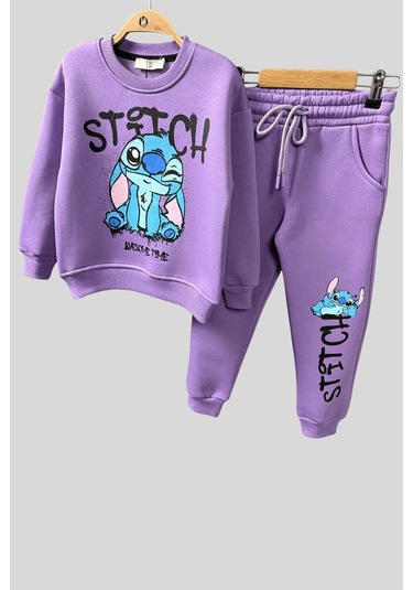 3-10 Yaş Stitch Awesome Kız Çocuk Takım Mor Mor