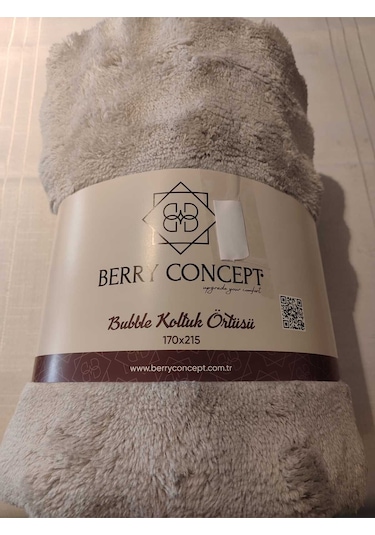 Berrykonsept Peluş Koltuk Örtüsü Gri
