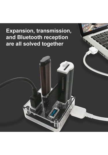 Sones Usb2.0 4'ü 1 Arada Çok İşlevli Masaüstü Kare Şeffaf Hub
