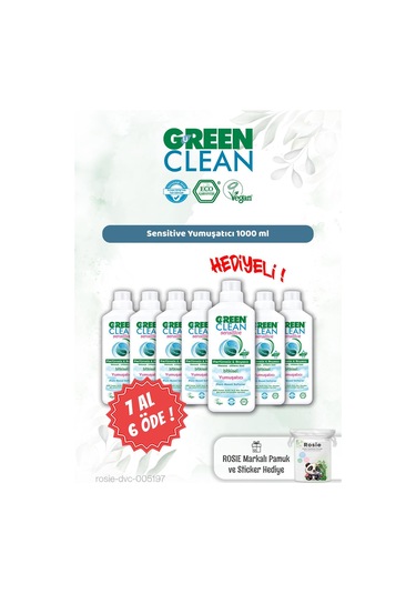 Green Clean Sensitive Yumuşatıcı 1000 Ml 7 Al 6 Öde Ve Rosie Hediye