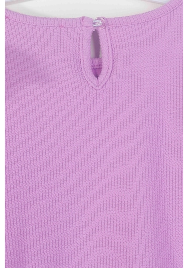 Luess Omuzu Ve Kolu Fırfırlı Likralı Kız Çocuk Takım - Lila