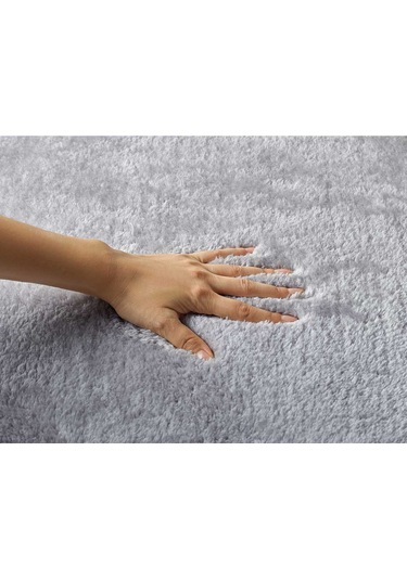 Elart Banyo Paspas Takımı 2li kaydırmaz tabanlı peluş doly gümüş Gümüş