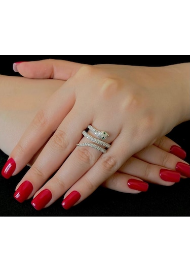 Kadın Ayarlanabilir 3 Sıra Yılan Yüzük Çok Renkli