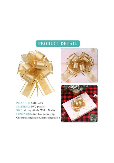 Dofolink 30 Adet Büyük Boy Altın Hediyelik Şerit Bow - Dekoratif Kumaş Bowknot