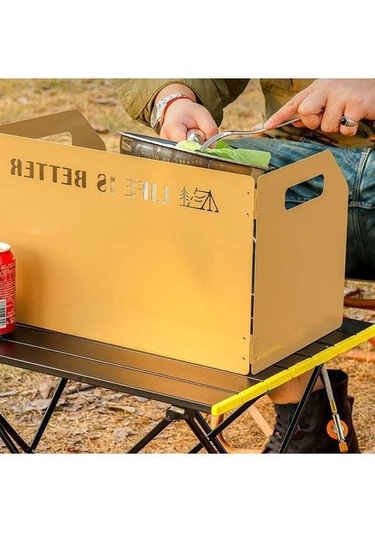 Wondernest Açık Katlanabilir Taşınabilir Piknik Soba Rüzgar Geçirmez Kalın Cam Kamp Sobası Siyah Kaplama Siyah