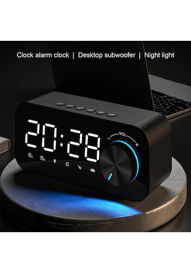 Gajeena Beyaz Bluetooth 5.0 Hoparlör - Led Alarm Saat, Tf Kart Desteği, 10m Bağlantı Mesafesi, 1200mah Pil İle Usb Beslemeli