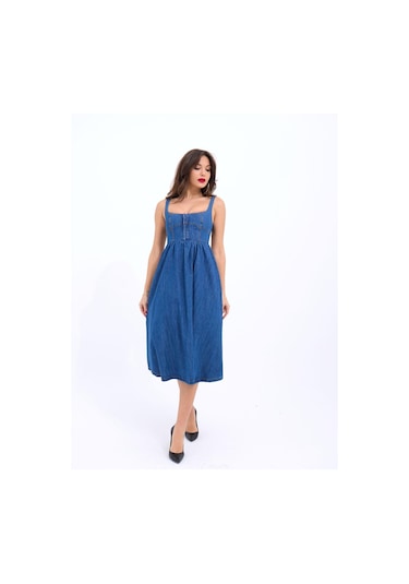 7143 Kot Elbise-mavi Altın