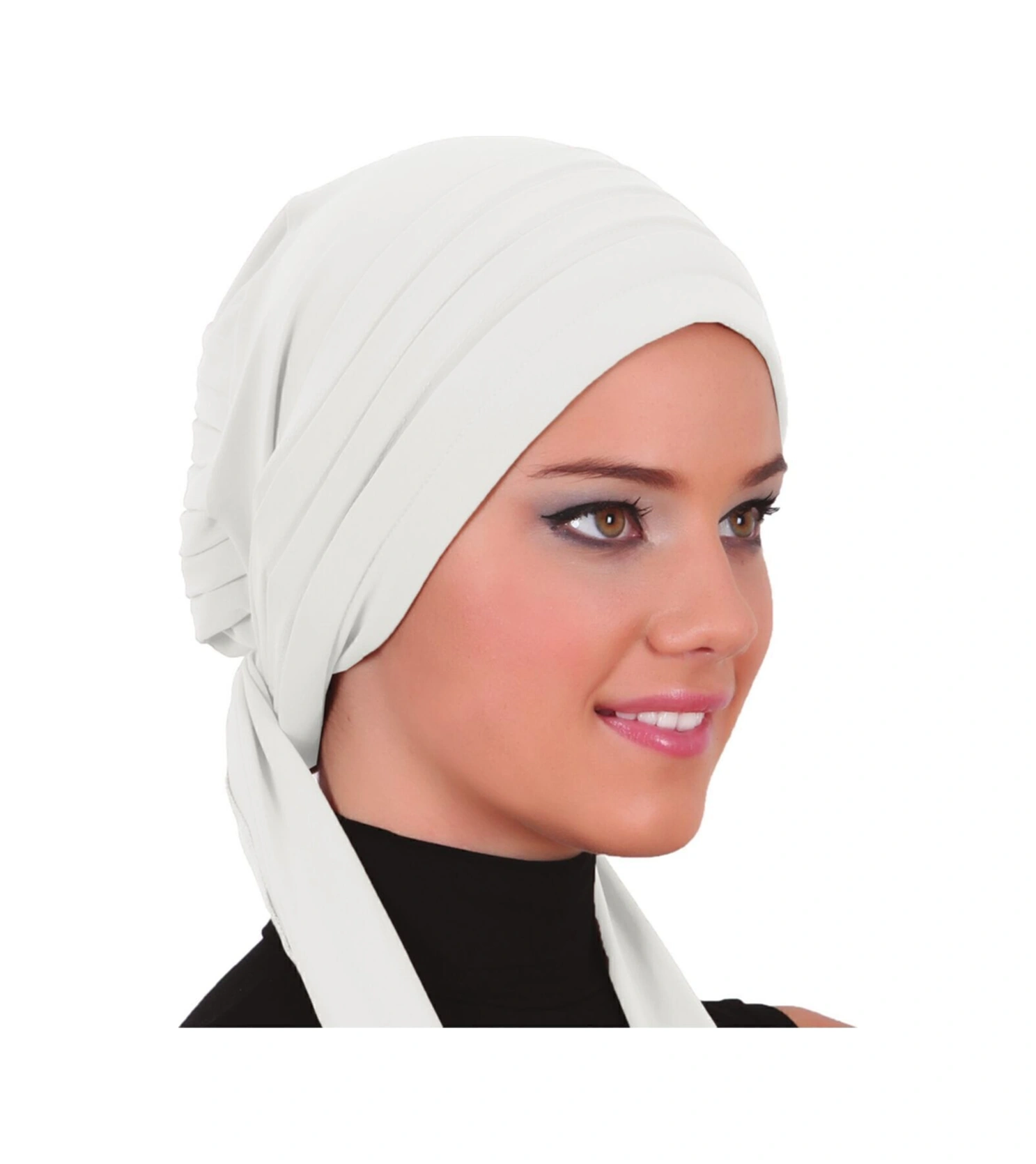 Pileli Bağlama Krem Hazır Türban Tesettür Bone Krem