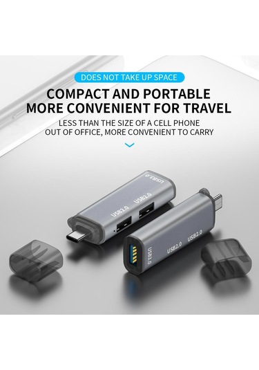 Apera BN10 Macbook ve Android İçin 3in1 Alüminyum Type-C to Adaptör