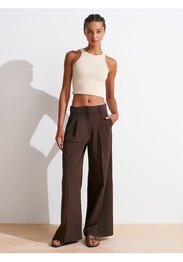 Dilvin 21104 Fitilli Crop Top-taş Taş