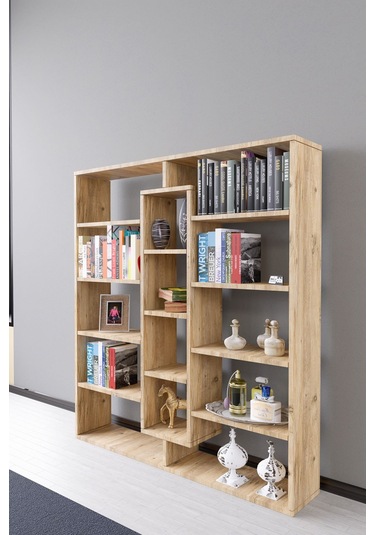 Kiola 14 Bölmeli Dekoratif Açık Tasarım Kitaplık Modern Kitap... Atlantik Çam