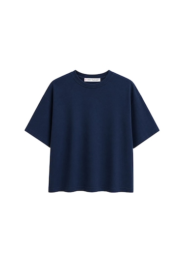 Mixray 2101 Kadın Bisiklet Yaka Soft Oversize Basic Modal T-shirt Lacivert