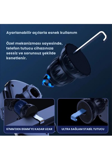 Coofbe Klipsli Sarsılmaz Airwent Araç Havalandırma Telefon Tutucu Araç İçi Telefon Tutucu Siyah