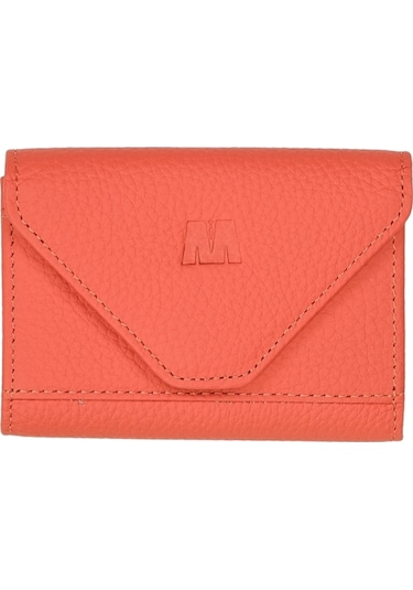 Mft Leather Hakiki Deri Kadın Akordiyon Cüzdan Mia 2190 Flother Mat Turuncu