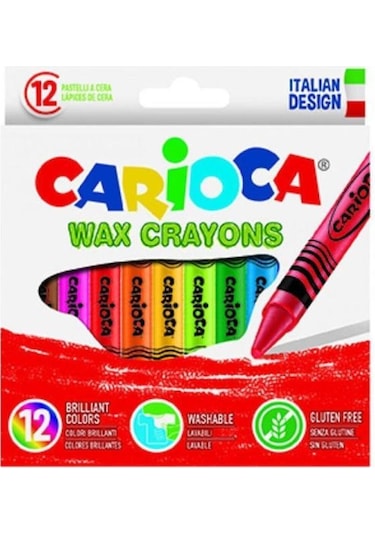 Carioca Wax Crayons Yıkanabilir Pastel Boya Kalemi 12'Li N11.4202