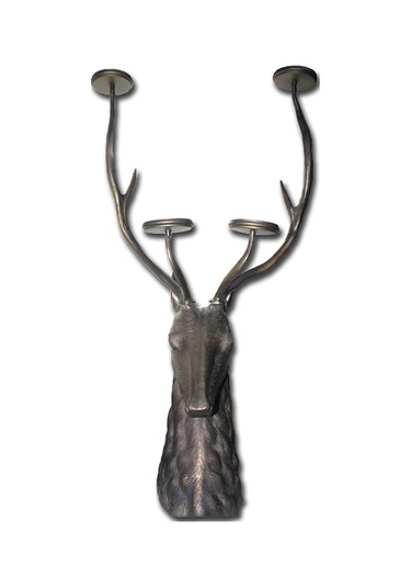 Metal Geyik Büstü Şamdan 112 Cm Renkli