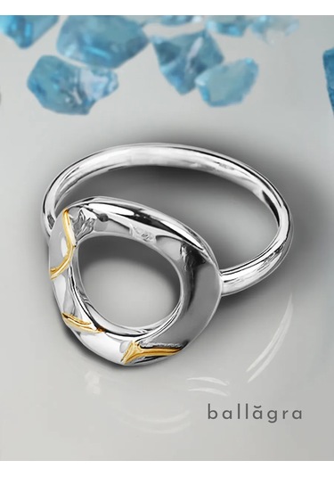 Ballagra Ruda 925 Ayar Gümüş Altın Kaplama Yüzük 267978726 Gri