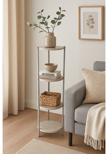 4 Katlı Raf - Çiçeklik, Organizer, Sehpa Ve Köşe Rafı Gri